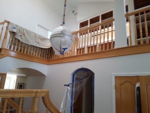 wooden spindles and doors in a Danville Home before painting