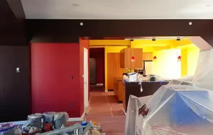 Painted interior showing proper masking